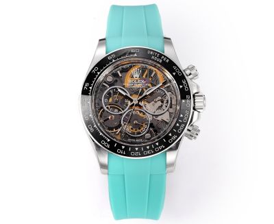 Rolex Daytona Skeleton Mint Green Rubber Strap 4802 Movement Men Watch